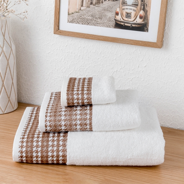 3 Pieces Ziggy Premium Cotton Towel Set - White