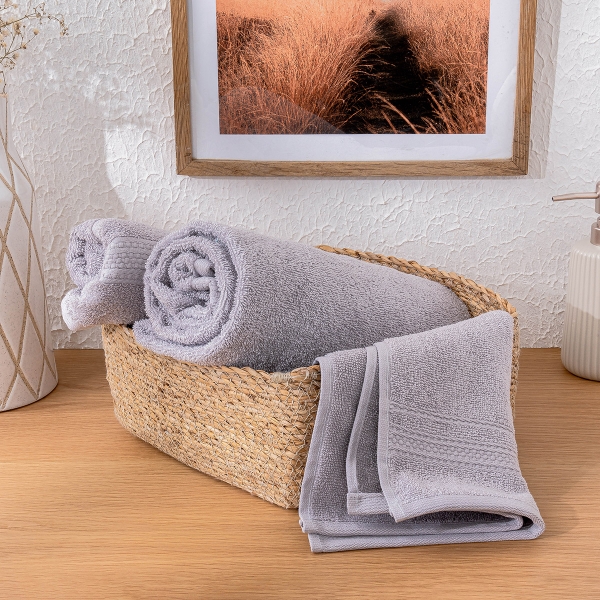 Linear Premium Cotton Hand Towel 30 x 50 cm - Grey
