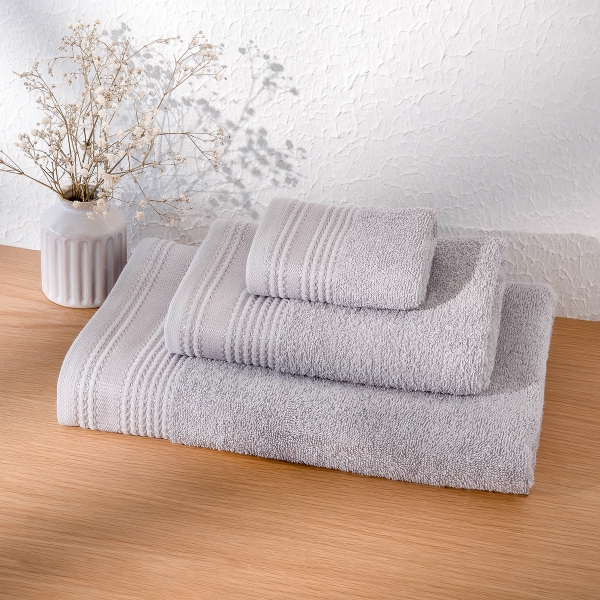 3 Pieces Pale Premium Cotton Towel Set - Grey