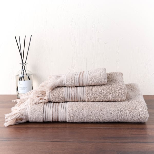 3 Pieces Classy Premium Cotton Towel Set - Beige