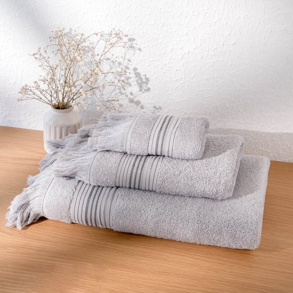 3 Pieces Classy Premium Cotton Towel Set - Grey