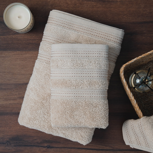 Stylish Premium Cotton Face Towel 50 x 90 cm - Beige