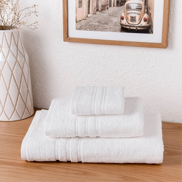 3 Pieces Chic Premium Cotton Towel Set - White