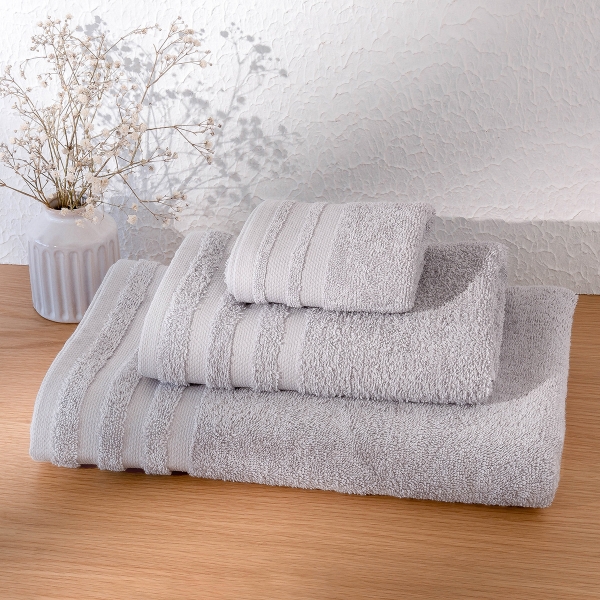 3 Pieces Modern Premium Cotton Towel Set - Grey