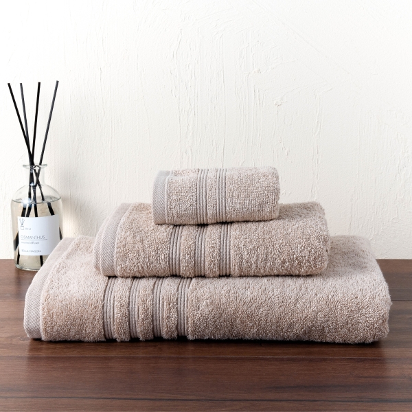 3 Pieces Fashion Premium Cotton Towel Set - Beige