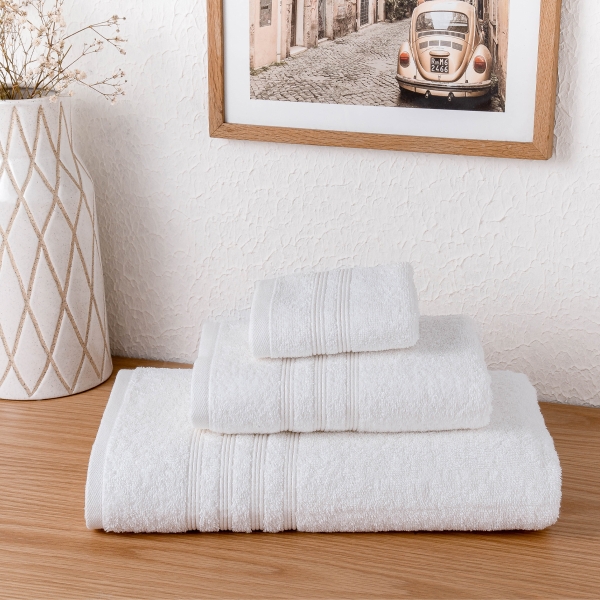 3 Pieces Fashion Premium Cotton Towel Set - White