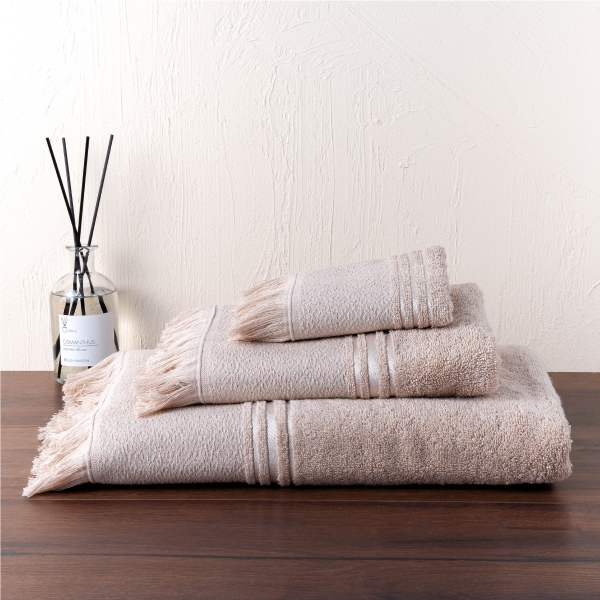 3 Pieces Modernistic Premium Cotton Towel Set - Beige