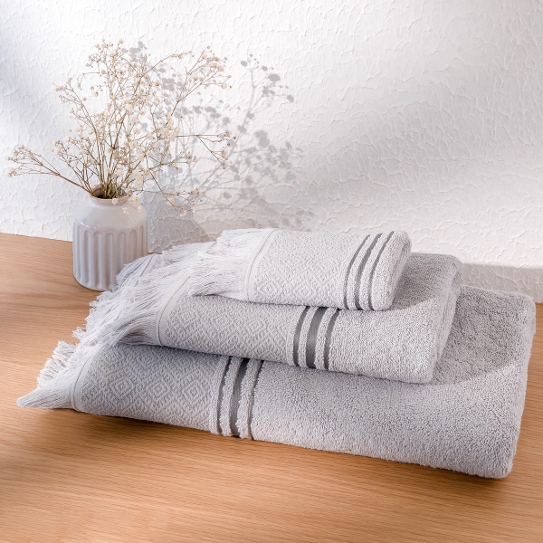 3 Pieces Modernistic Premium Cotton Towel Set - Grey