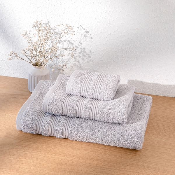 3 Pieces Fonts Premium Cotton Towel Set - Grey