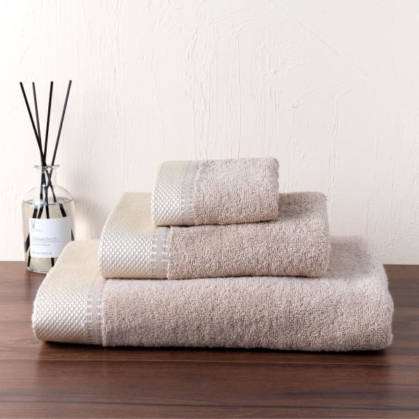 3 Pieces Newfangled Premium Cotton Towel Set - Beige