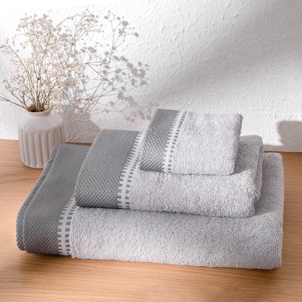 3 Pieces Newfangled Premium Cotton Towel Set - Grey