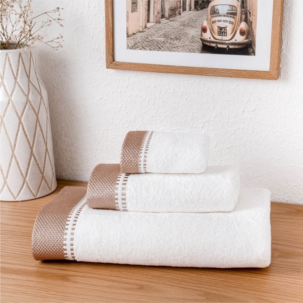 3 Pieces Newfangled Premium Cotton Towel Set - White