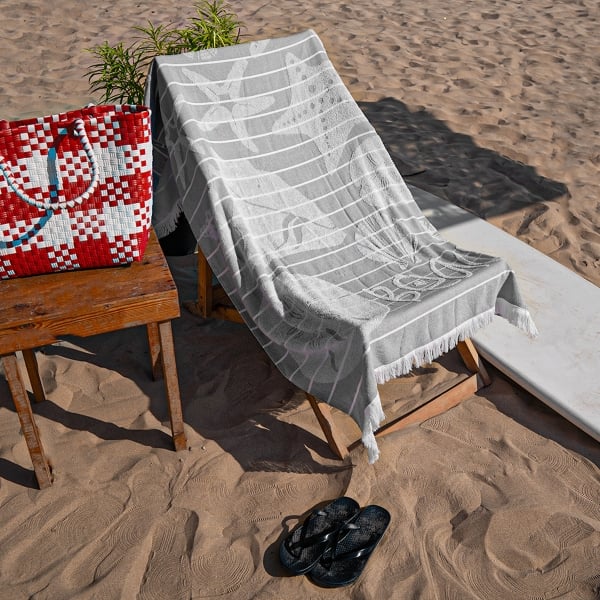 StarFish Cotton Beach Towel 90 x 170 cm - Grey
