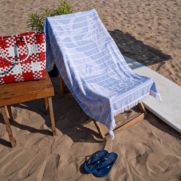 StarFish Cotton Beach Towel 90 x 170 cm - Blue