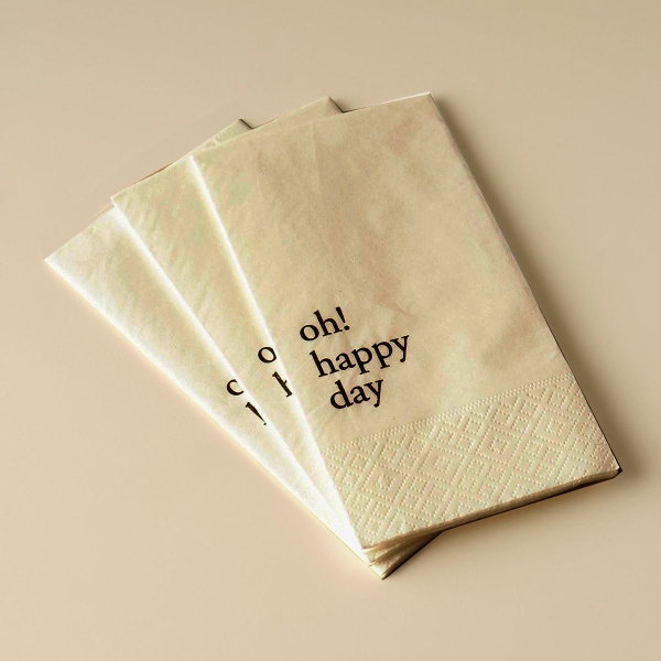 25 Pieces Oh Happy Day Paper Napkin Set 33 x 33 cm - Beige