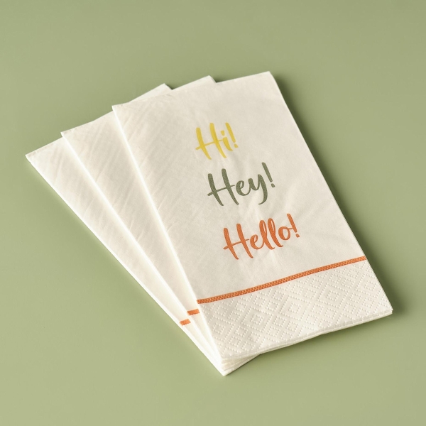 25 Pieces Hello Paper Napkin Set 33 x 33 cm - White