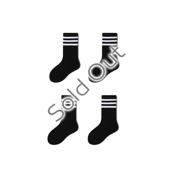 4 Pairs Striped Seasonal Children Socks ( 27 - 30 ) - Black