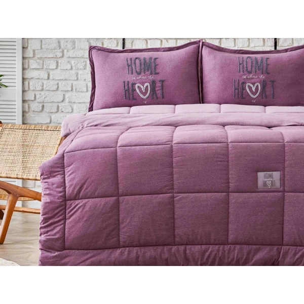 3 Pieces Softy Single Bedspread Set 160 x 220 - Lilac