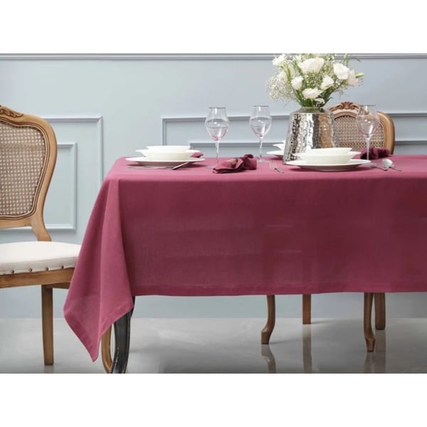 13 Pieces Eclipse Table Cloth With Napkin Set - Claret Red