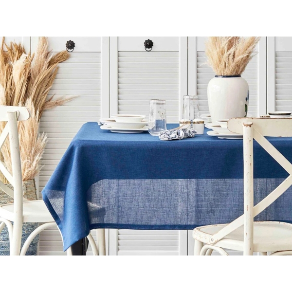 7 Pieces Wilbur Table Cloth with Napkins 160 x 220 cm - Navy