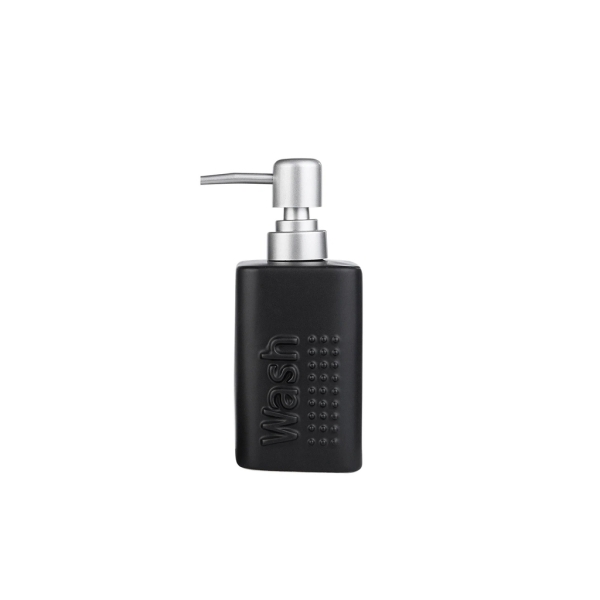 Roza Ceramic Liquid Soap Dispenser 7 x 7 x 17.5 cm - Black