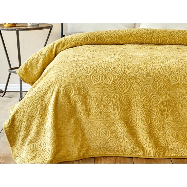 Scala Double Embosy Blanket 200 x 220 cm - Mustard