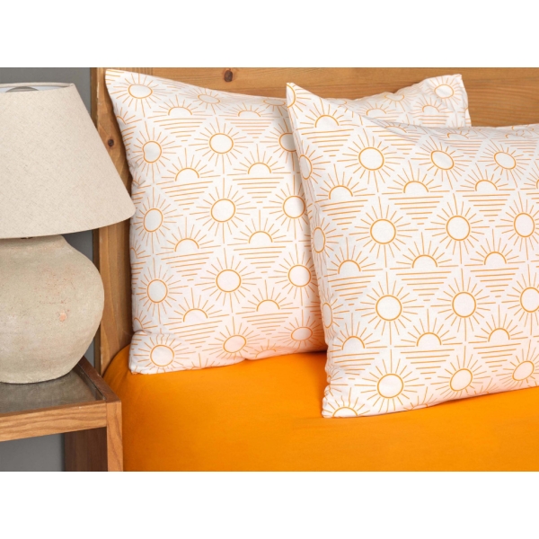 2 Pieces Sunny Single Fitted Sheet Set 100 x 200 + 30 cm - Orange
