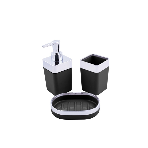 3 Pieces Line Bath Set - Black