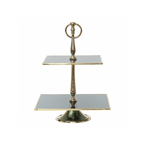 Line Decorative 2 Tier Cake Stand 25 cm - Gold