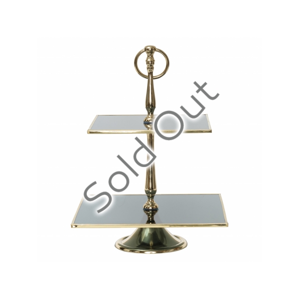 Line Decorative 2 Tier Cake Stand 25 cm - Gold