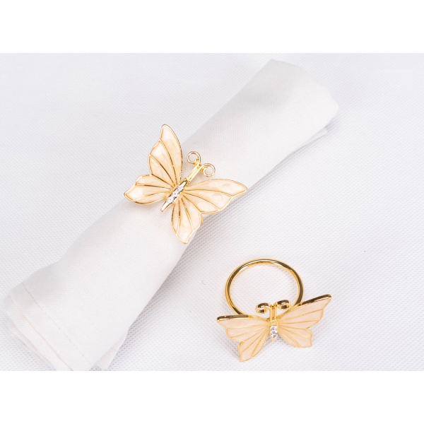 2 Pieces Butterfly Napkin Ring 4 cm - Gold