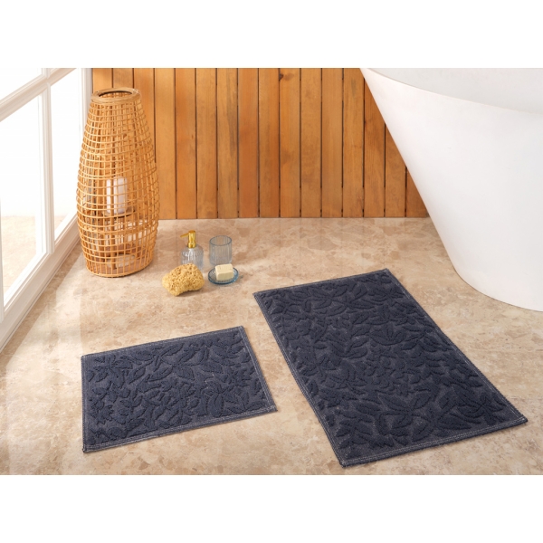 Kelly Flower Bath Mat Set 50 x 80 + 50 x 40 cm - Indigo