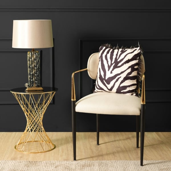 Zebra Patterned Decorative Cushion 45 x 45 cm - Black / Beige