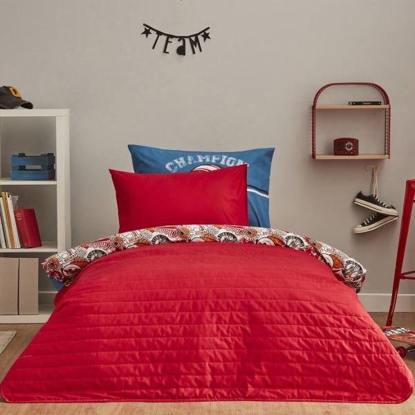 2 Pieces Visto Young Single Bedspread Set 160 x 230 cm - Red
