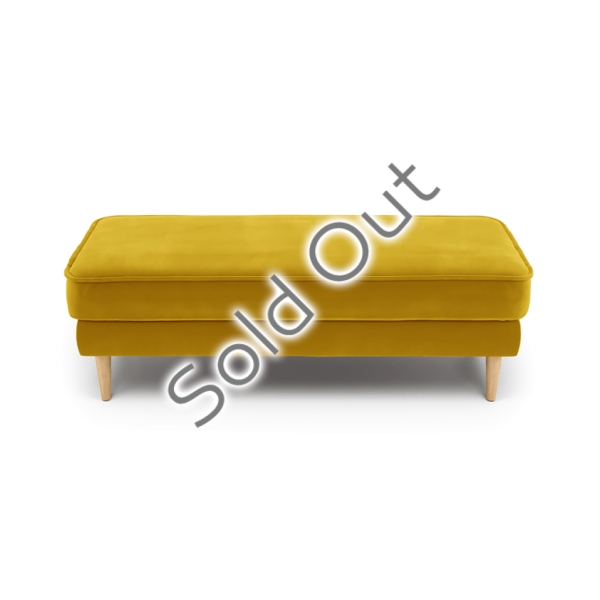 Klem Bench Velvet Wooden Leg 120 x 43 x 43 cm - Mustard