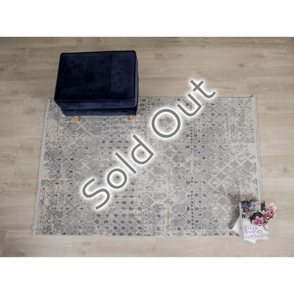 Gibby 80 x 300 cm Carisma Zymta Decorative Machine Carpet - Ecru / Grey / Dark Grey