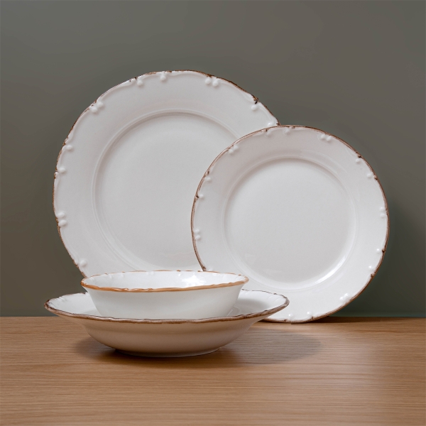 24 Pieces Liana Porcelain Dinner Set - Cream / Light Brown