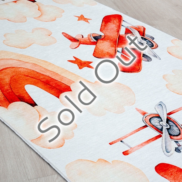 Mango Fly High 80 x 150 cm Cotton 3D Printed Decorative Carpet - Salmon / Burnt Orange / Off White