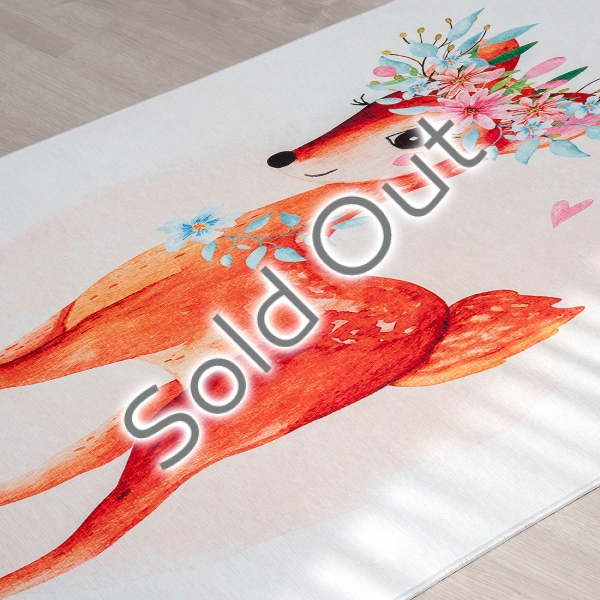 Mango Gazelle 80 x 150 cm Cotton 3D Printed Decorative Carpet - Burnt Orange / Pink / Mint / Off White