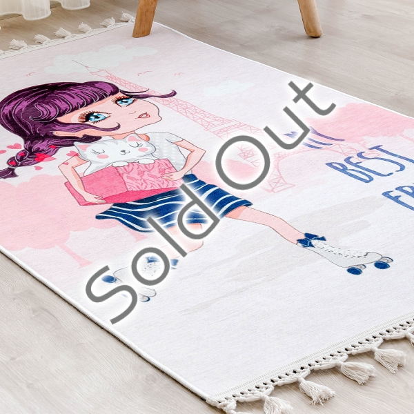 Mango Cartoon 80 x 150 cm Cotton 3D Printed Decorative Carpet - Pink / Salmon / White 