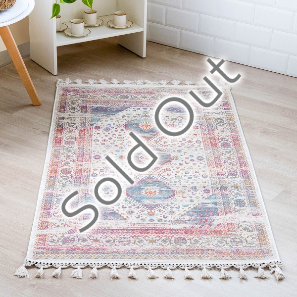 Mango Sajjad 120 x 180 cm Cotton 3D Printed Decorative Carpet - Red / Beige / Plum