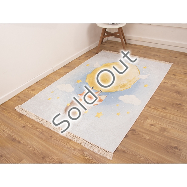 Palermo Carpet Design Decorative Moon Balloon 80 x 150 cm - Sky Blue / Off White / Yellow