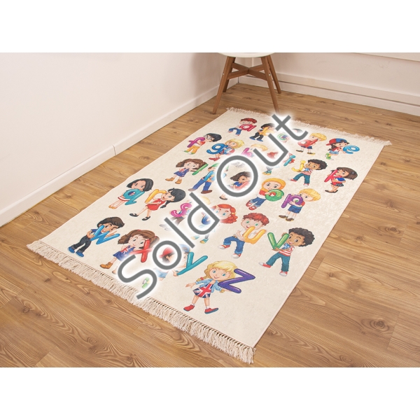 Palermo Carpet Design Decorative Alphabet 80 x 150 cm - Off White / Blue / Yellow