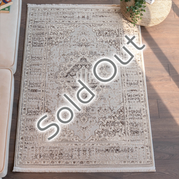 Paris Moroccan 120 x 180 cm Zymta Winter Carpet - Dark Beige / Brown