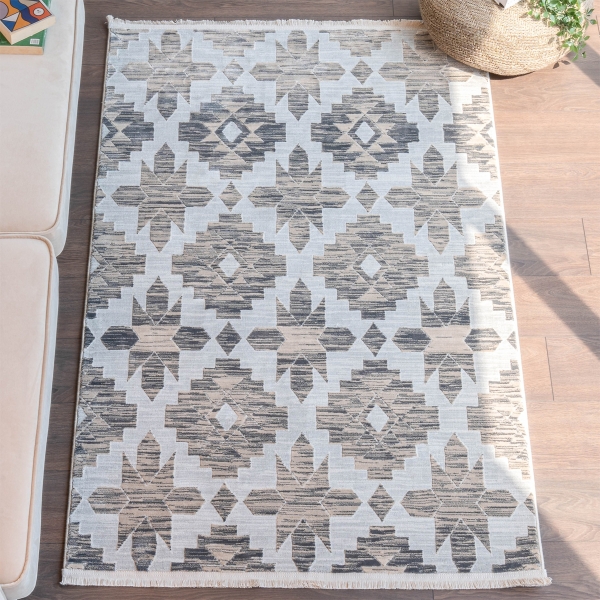 Paris Hermosa 120 x 180 cm Zymta Winter Carpet - Beige / Grey