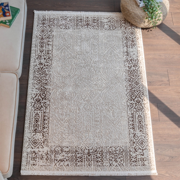 Paris Primo 160 x 230 cm Zymta Winter Carpet - Dark Beige / Brown