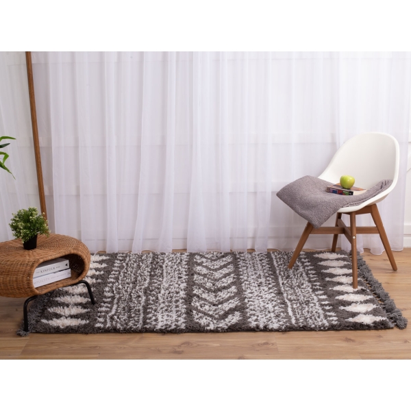 Bohemian Pova 120 x 180 cm Zymta Winter Carpet - Dark Grey / Off White