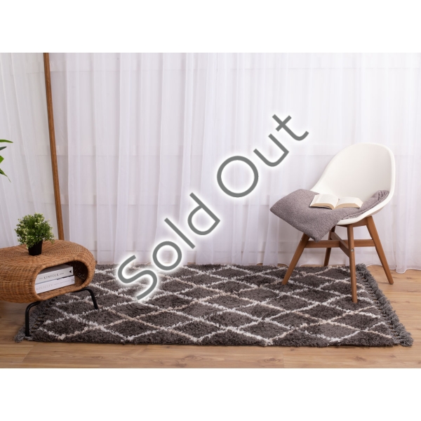 Bohemian Lozenges 120 x 180 Cm Zymta Winter Carpet - Dark Grey / Grey / Off White