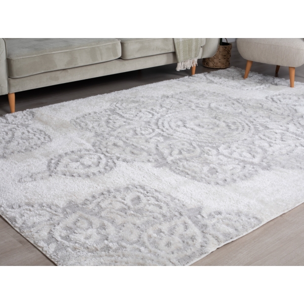 Bella Gala 120 x 180 cm Zymta Winter Carpet - Cream / Grey