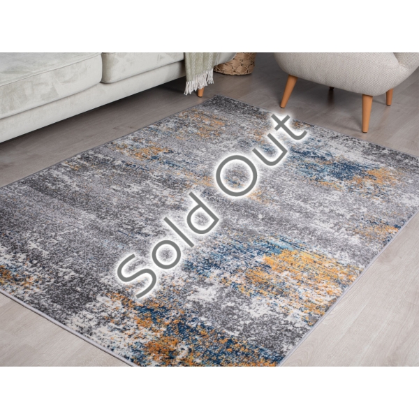 Eco Fogy 200 x 300 cm Zymta Winter Carpet - Dark Grey / Orange / Navy Blue